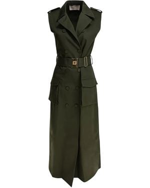 Elie Saab Belted Double-Breasted Midi Dress - Green
