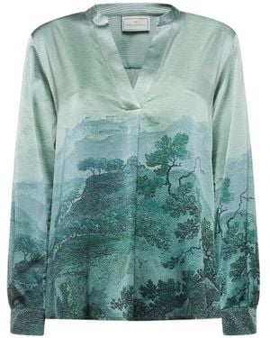 Pierre Louis Mascia Bluse mit Landschafts-Print - Grün