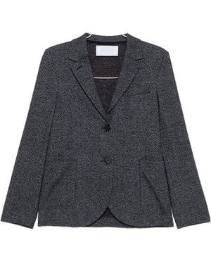 Harris Wharf London Herringbone-Pattern Single-Breasted Jacket - Black