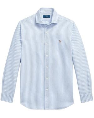 Polo Ralph Lauren Gestreiftes Custom Fit Oxford-Hemd - Blau