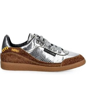 ANDERSSON BELL Snakeskin-Effect Panelled Trainers - White