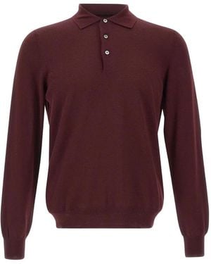 Gran Sasso Fine-Knit Polo Shirt - Purple