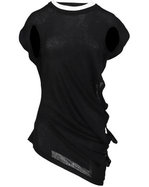 mukcyen Camiseta Con Aberturas Asimétricas - Negro