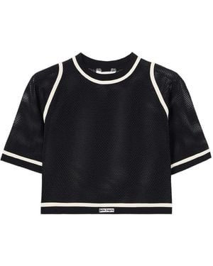 Palm Angels Logo-Detail Cropped T-Shirt - Black