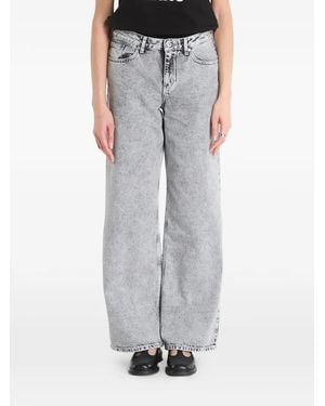KARL LAGERFELD Acid-Wash Wide-Leg Jeans - Grey