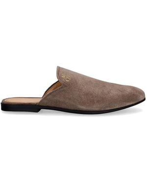Marc O' Polo Logo-Print Suede Slides - Brown