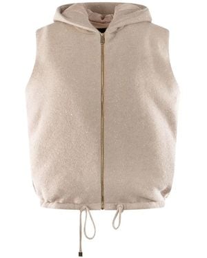 Fabiana Filippi Sequin-Embellished Hooded Gilet - Natural