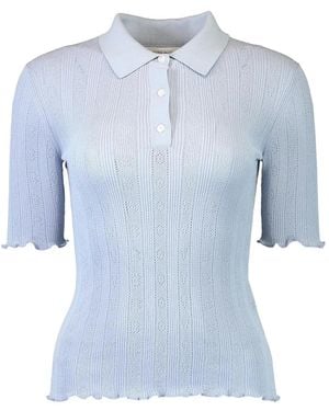 Victoria Beckham Frill Polo Top - Blue