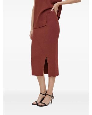 DKNY Midirock mit Schlitz - Rot