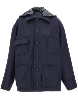 Plan C Patch-Pocket Hooded Jacket - Blue