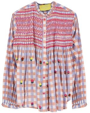 PHILIPPA 1970 Adriana Embroidered Gingham Blouse - Pink