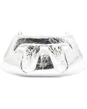THEMOIRÈ Pleated Metallic-Effect Clutch Bag - White
