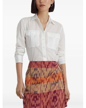 Ralph Lauren "Courtenay" Long Sleeve Button Front Shirt - White