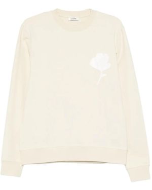 Sandro Flower-Appliqué Cotton Sweatshirt - Natural