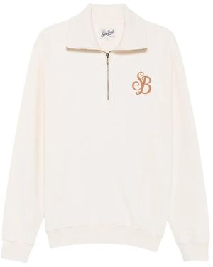 MC2 Saint Barth Logo-Embroidered Quarter-Zip Sweatshirt - White