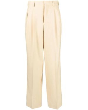 Ami Paris Straight-leg Virgin-wool Trousers - Natural