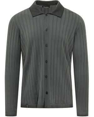 AROVESCIO Ribbed-Knit Long-Sleeve Shirt - Grey
