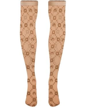 Marine Serre Moonogram Mesh Flock Long Socks - White