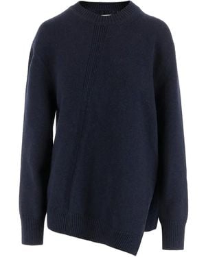 Jil Sander アシンメトリー リブセーター - ブルー