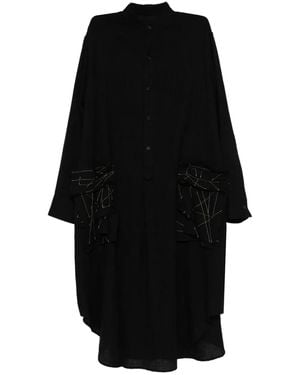 Yohji Yamamoto A-Embroidered Dress - Black