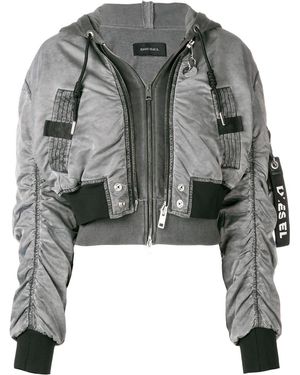 DIESEL Cropped Bomber Jacket - Grey