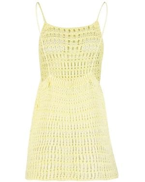 Haight Pipa Open-Knit A-Line Mini Dress - Yellow