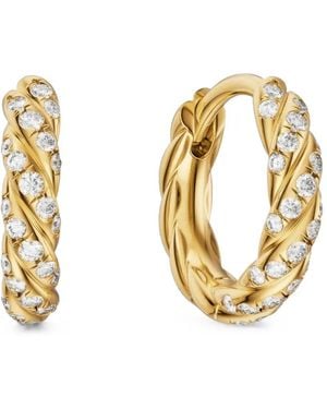 David Yurman Diamond Pavé Hoop Earrings - Metallic