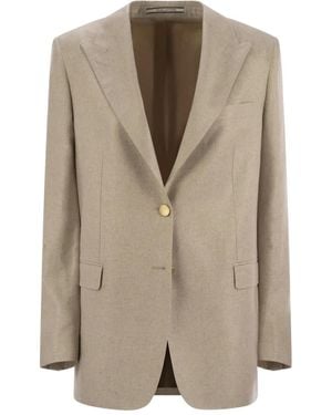 Tagliatore Jacke Aus Seide Mit Zwei Knöpfen - Natur