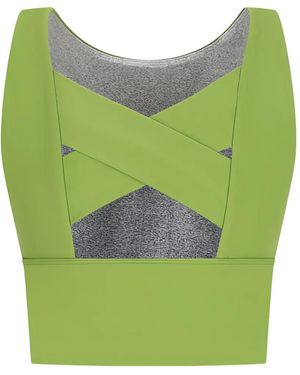 HOUSE OF GRAVITY Criss-Cross Back Cropped Top - Green