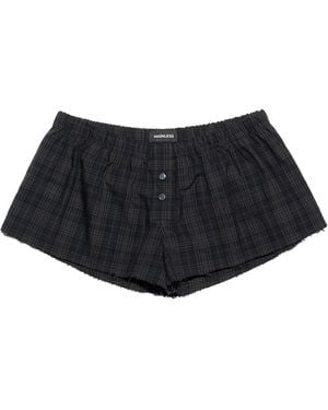 Mainless Karierte Shorts Mit Knöpfen - Schwarz
