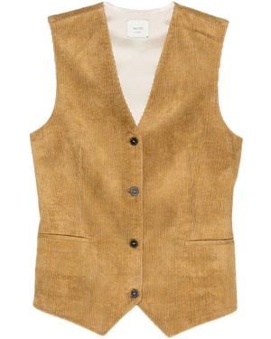 Alysi Corduroy Button-fastening Waistcoat - Natural