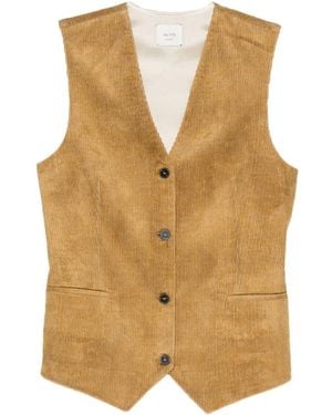 Alysi Corduroy Button-Fastening Waistcoat - Natural