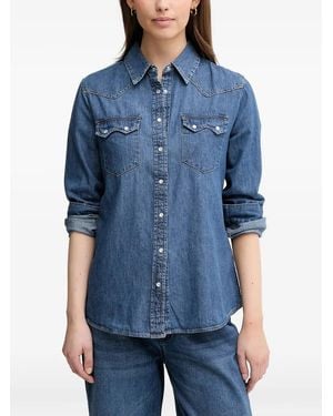Benetton Camisa Vaquera Con Bolsillos En El Pecho - Azul