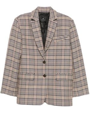 Anine Bing Blazer Quinn A Cuadros Con Botones - Marrón
