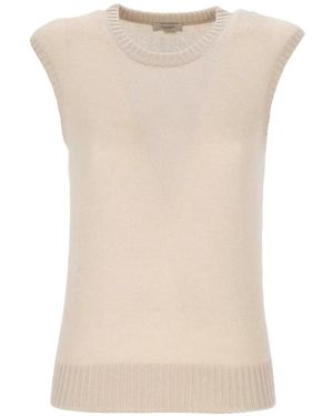 Agnona Ribbed-Trim Sleeveless Sweater - Natural