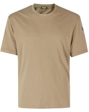 Blauer Logo-Patch T-Shirt - Natural