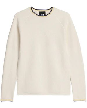 Wales Bonner X Y-3 Ribbed-Knit Raglan-Sleeve Jumper - White