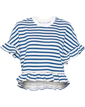 Ioana Ciolacu Sudadera Striped Peony con volantes - Azul