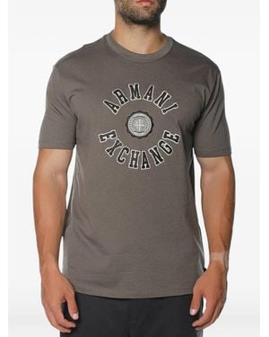 ARMANI EXCHANGE Logo-Embroidered T-Shirt - Grey