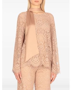D.exterior Scalloped-Hem Blouse - Natural