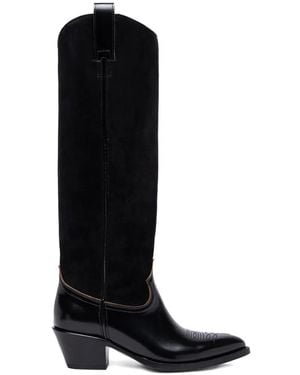 Buttero Bottines D'Inspiration Western Annie À Empiècement En Daim - Black