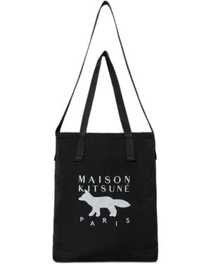 Maison Kitsuné Logo-Print Tote Bag - Black
