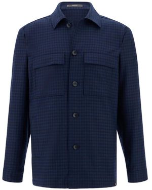 BOGGI Shacket Patterned Wool - Blue