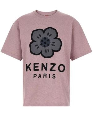 KENZO Flower-Embroidered T-Shirt - Pink