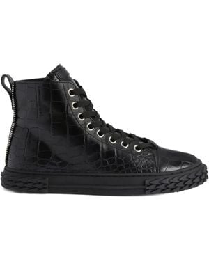 Giuseppe Zanotti Blabber Crocodile-Effect Lace-Up Sneakers - Black