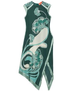 La DoubleJ Fringed Floral Dress - Green