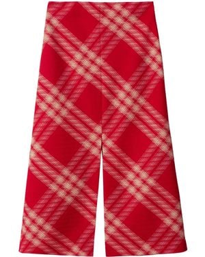 Burberry Checked Wool Maxi Skirt - Red