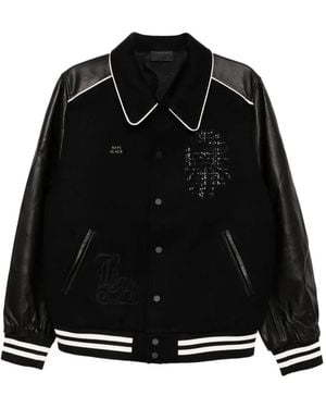 A Bathing Ape Logo-Varsity Jacket - Black