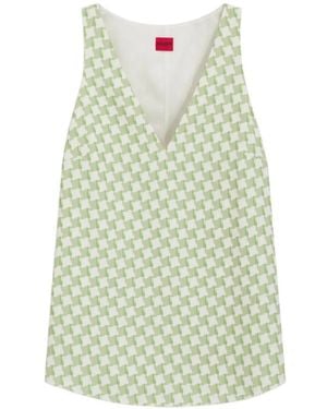 HUGO Geometric-Print Sequin-Embellished Blouse - Green