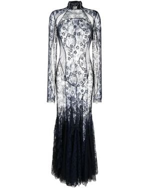 Off-White c/o Virgil Abloh Floral-Lace Sheer Gown - Blue